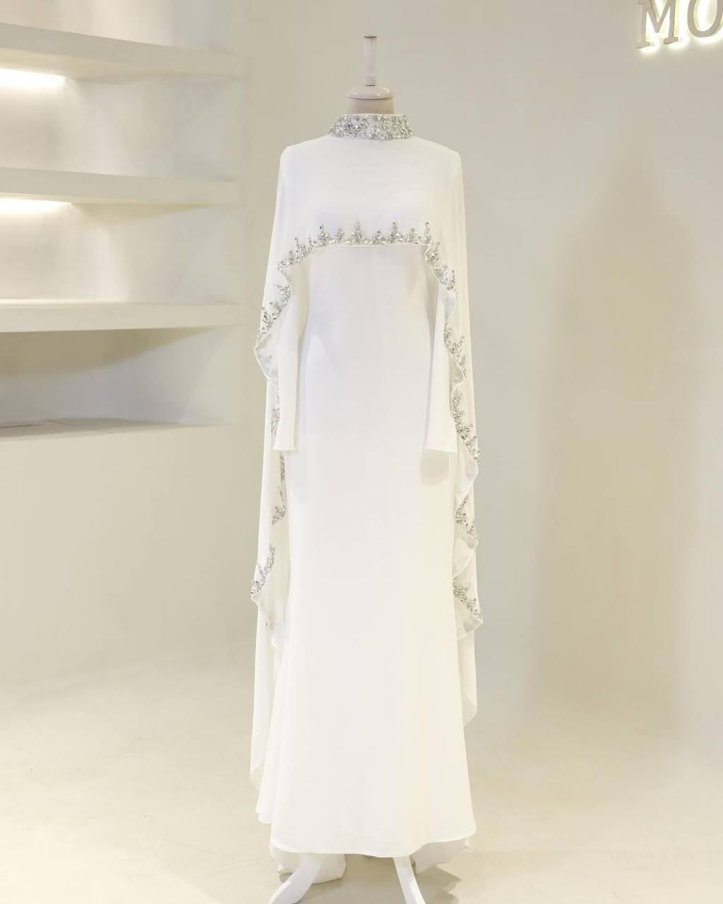 Turkish Modest Dress – Double Fabric with Shiny Accessory