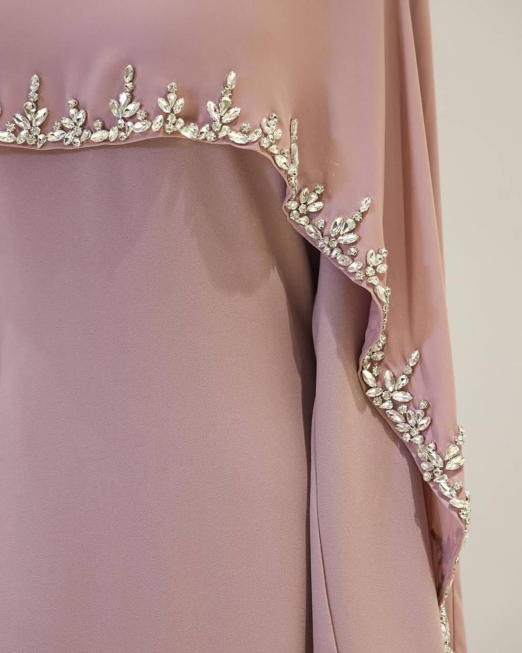 Turkish Modest Dress – Double Fabric with Shiny Accessory