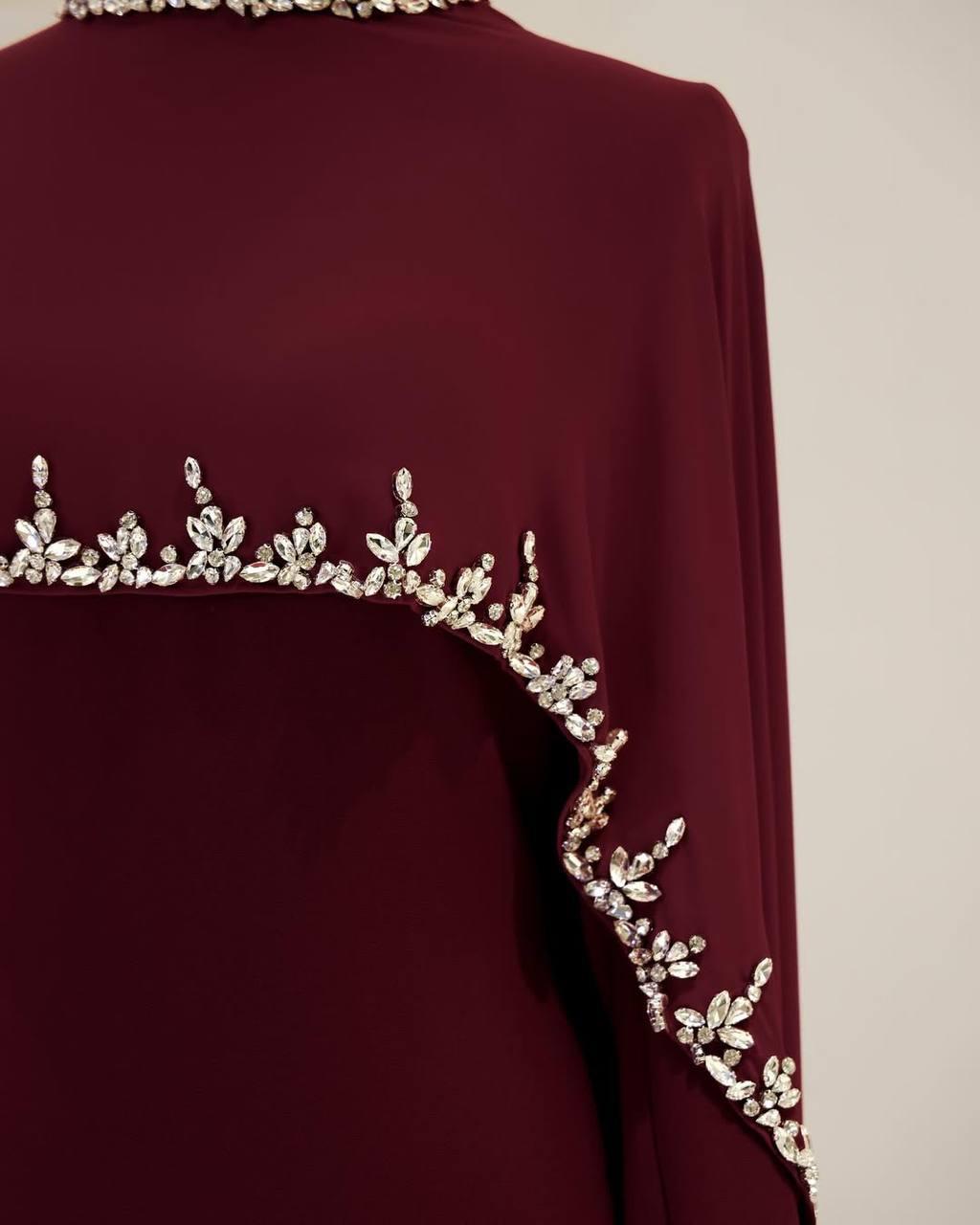 Turkish Modest Dress – Double Fabric with Shiny Accessory