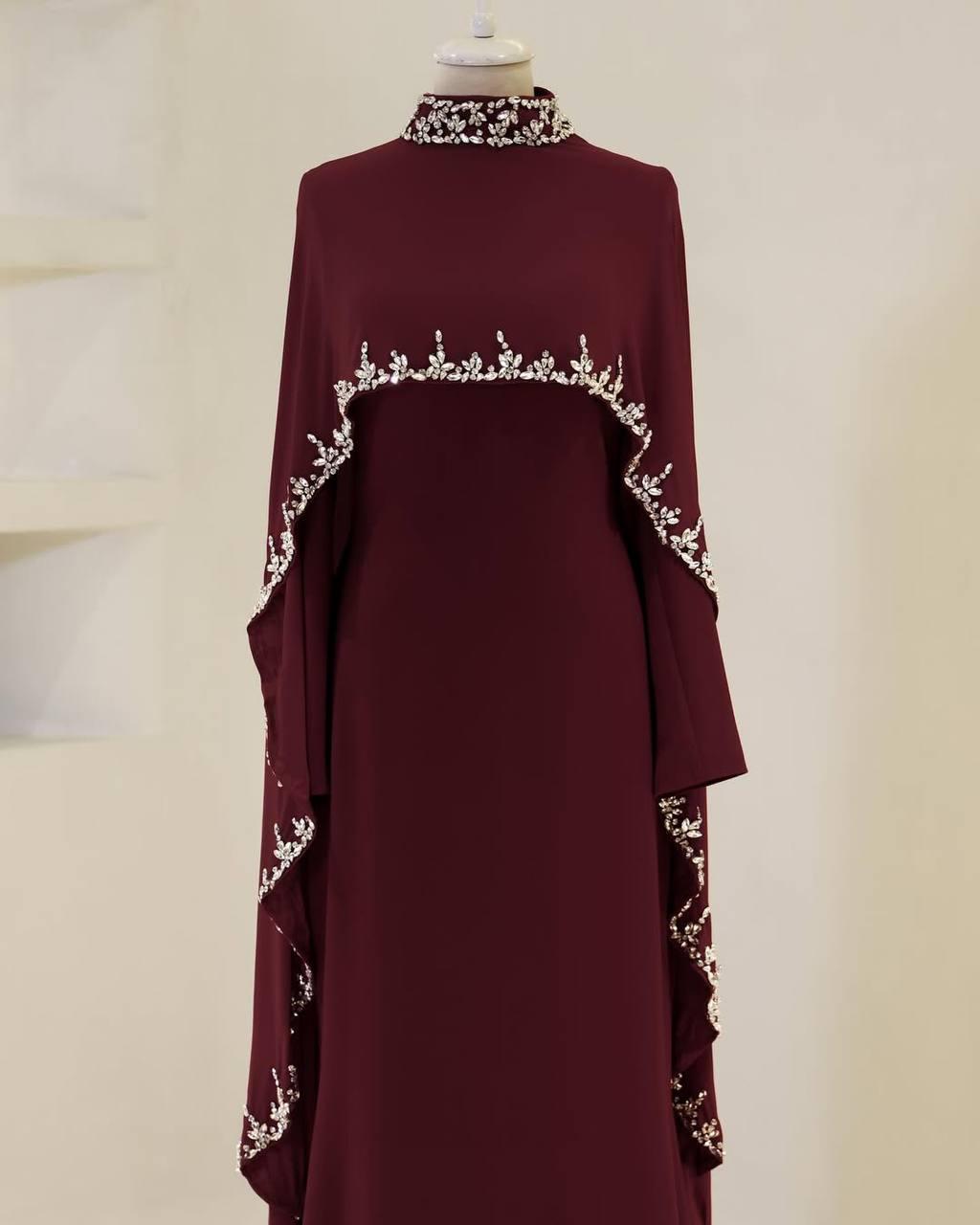 Turkish Modest Dress – Double Fabric with Shiny Accessory
