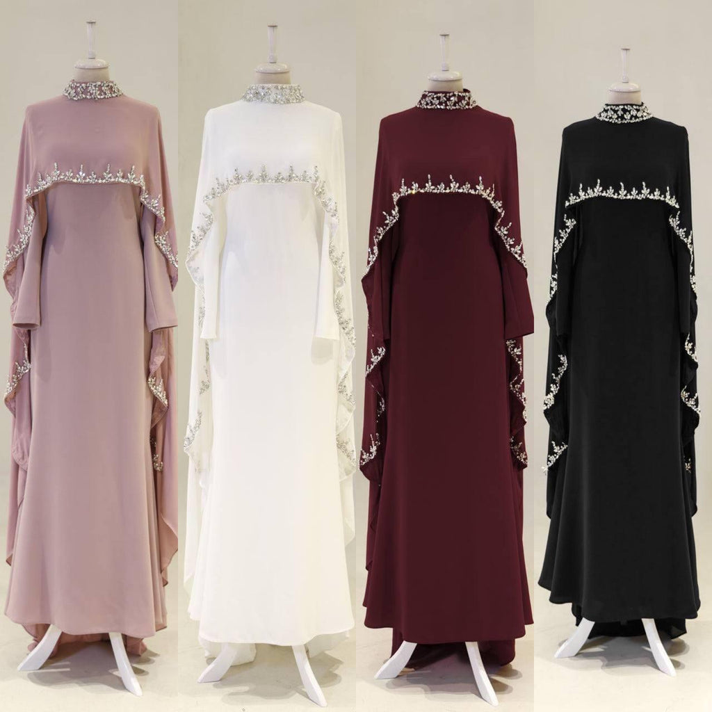 Turkish Modest Dress – Double Fabric with Shiny Accessory