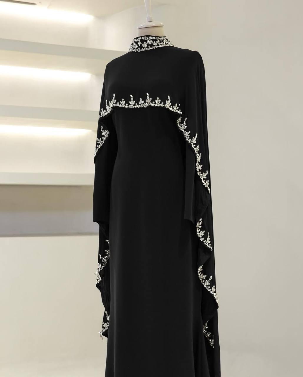 Turkish Modest Dress – Double Fabric with Shiny Accessory