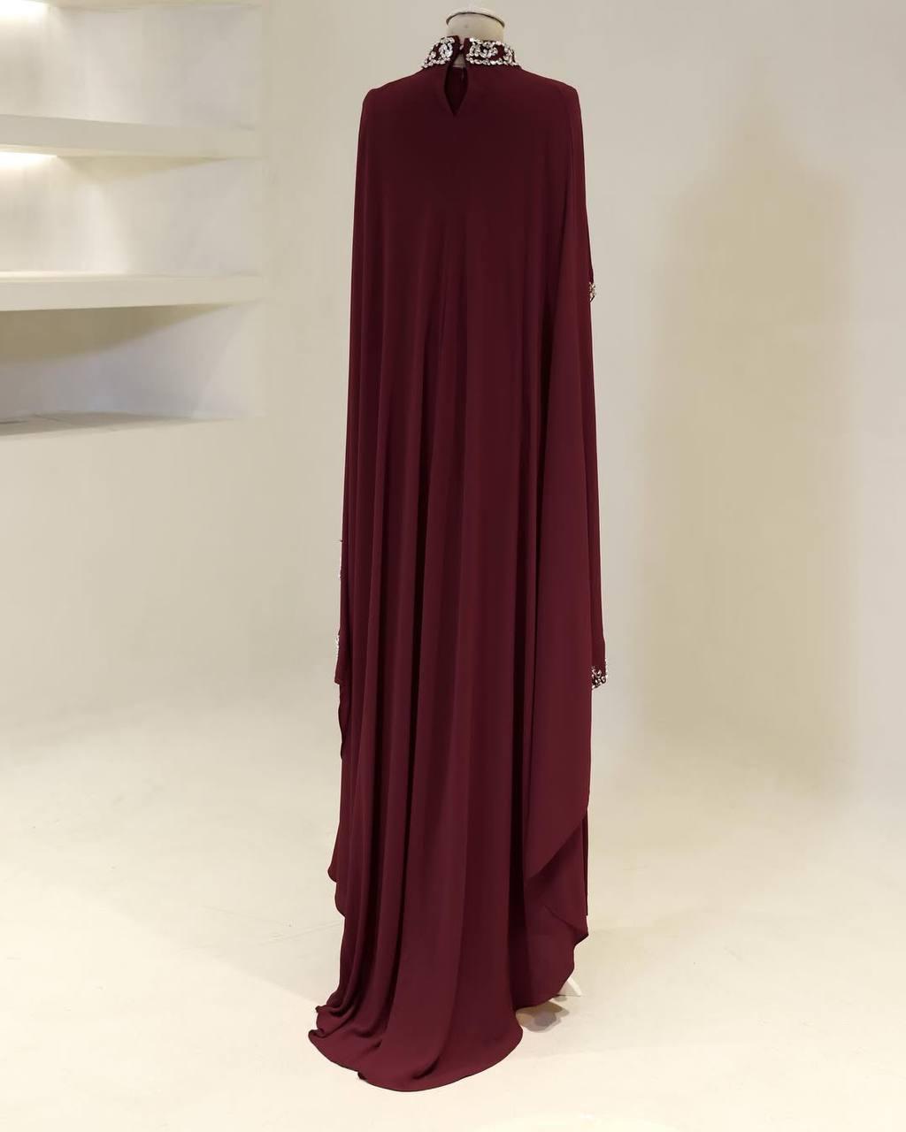 Turkish Modest Dress – Double Fabric with Shiny Accessory