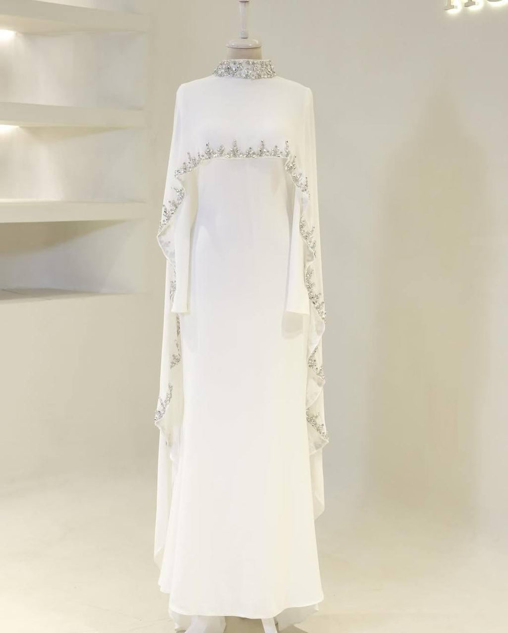 Turkish Modest Dress – Double Fabric with Shiny Accessory