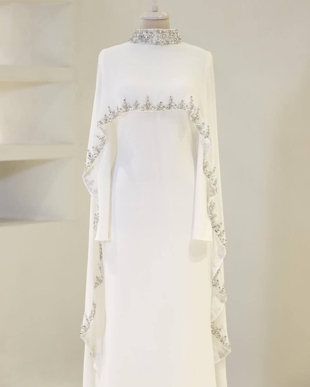 Turkish Modest Dress – Double Fabric with Shiny Accessory