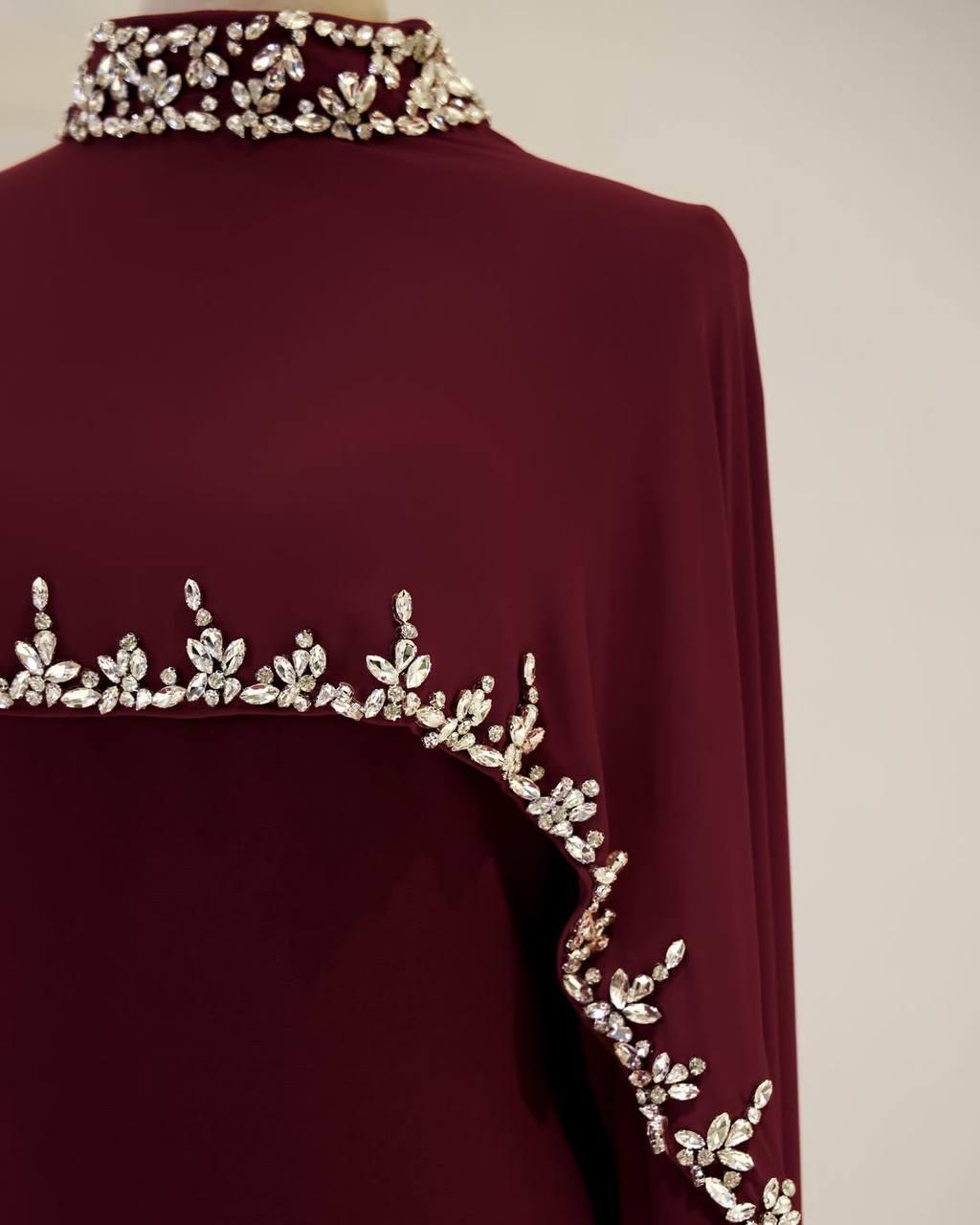 Turkish Modest Dress – Double Fabric with Shiny Accessory