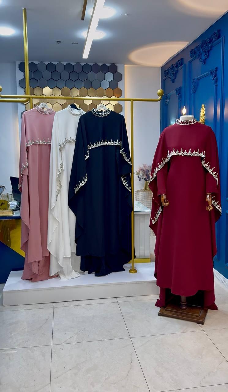 Turkish Modest Dress – Double Fabric with Shiny Accessory