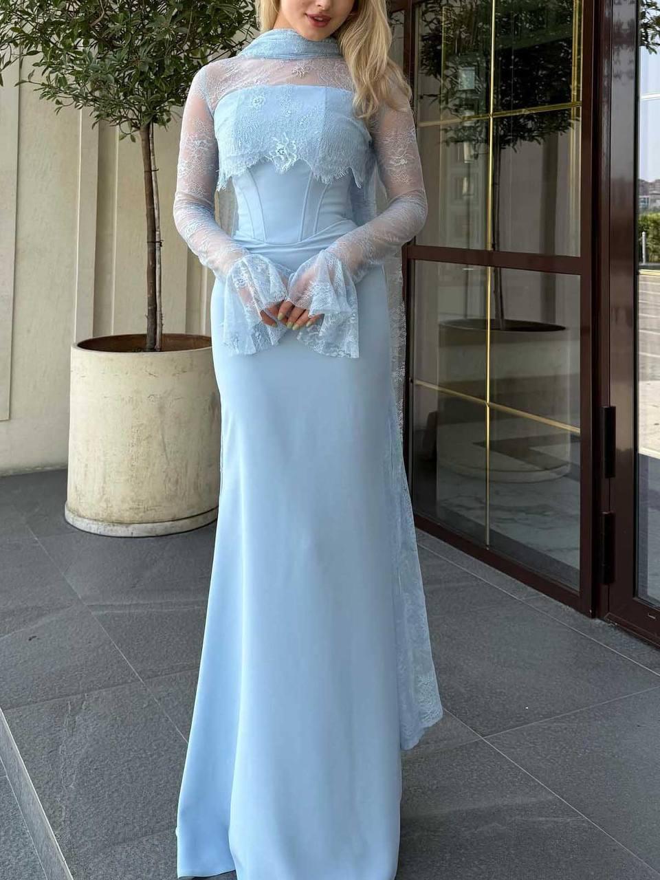 Two-Piece Evening Dress – Lace & Turkish Double Fabric