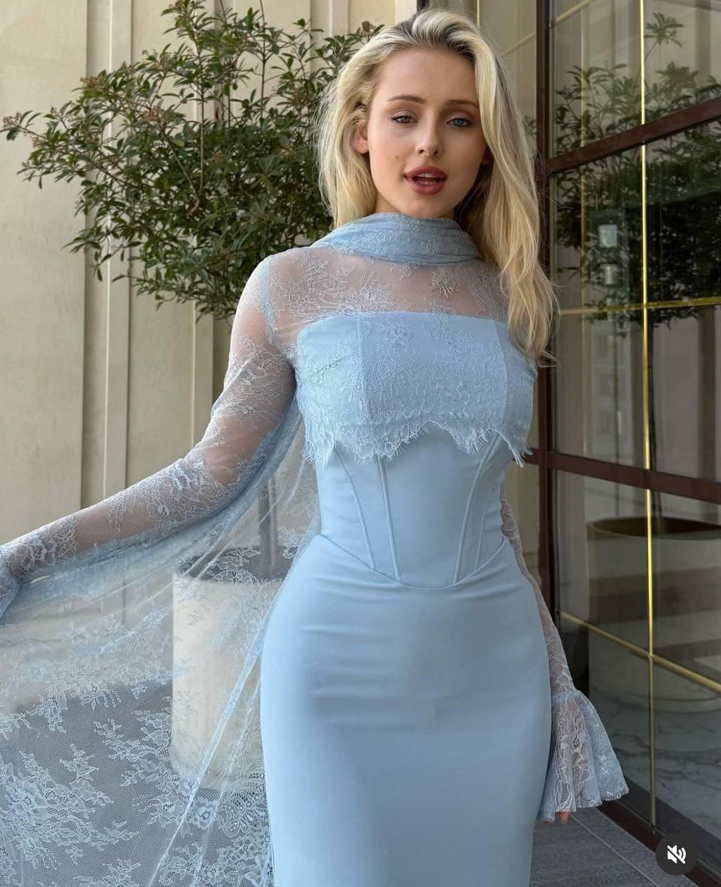 Two-Piece Evening Dress – Lace & Turkish Double Fabric