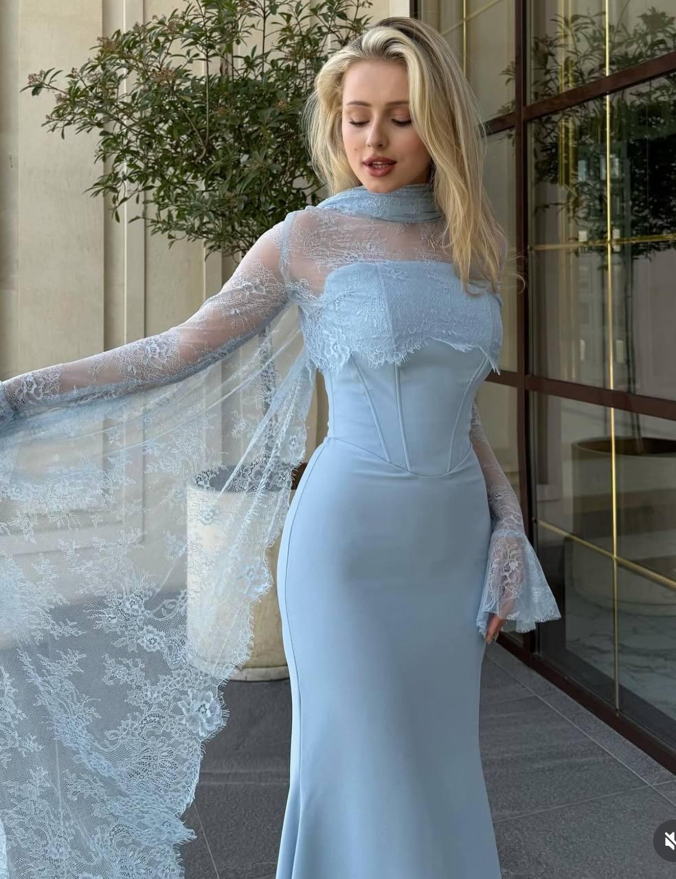 Two-Piece Evening Dress – Lace & Turkish Double Fabric