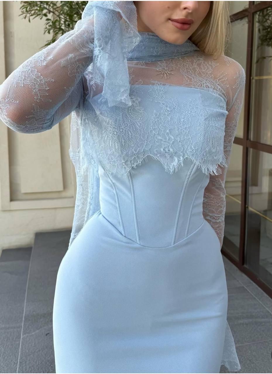 Two-Piece Evening Dress – Lace & Turkish Double Fabric