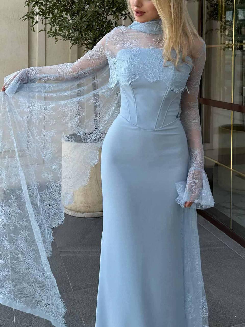 Two-Piece Evening Dress – Lace & Turkish Double Fabric