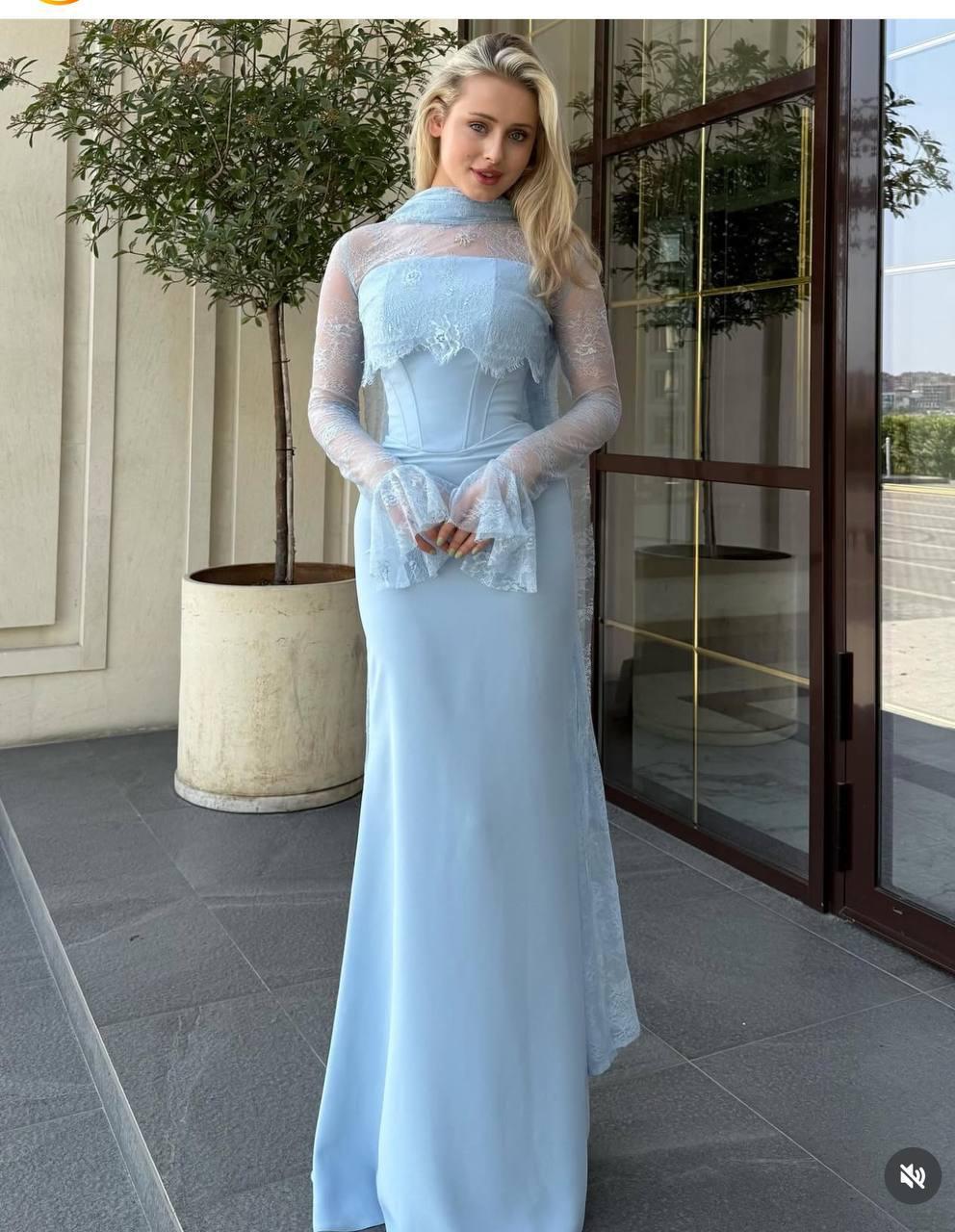 Two-Piece Evening Dress – Lace & Turkish Double Fabric