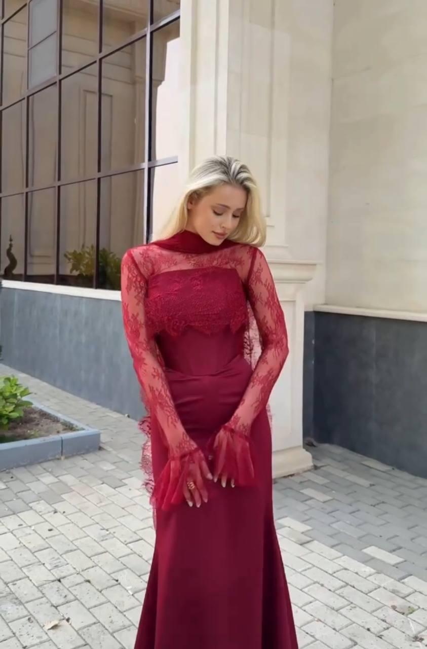 Two-Piece Evening Dress – Lace & Turkish Double Fabric