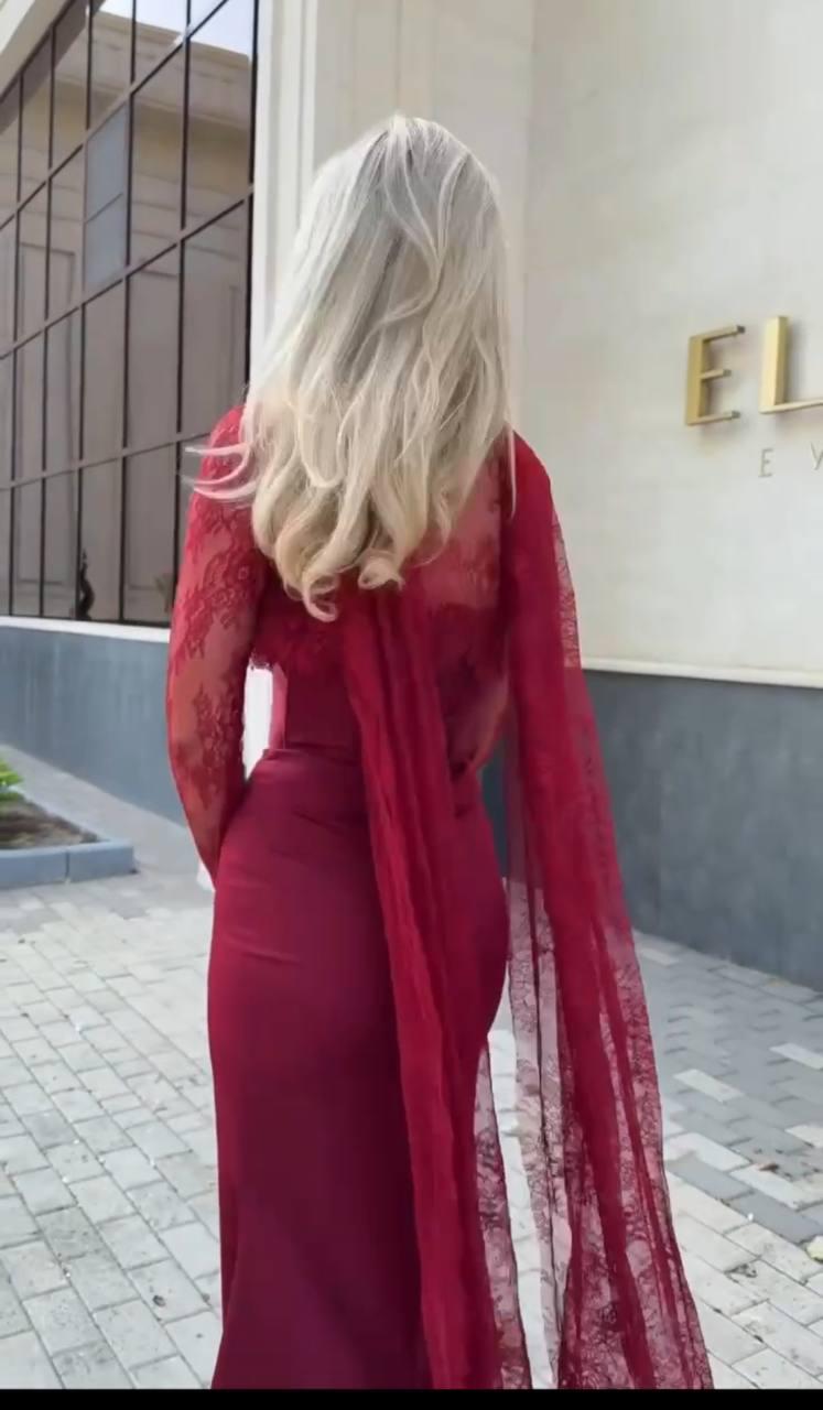 Two-Piece Evening Dress – Lace & Turkish Double Fabric