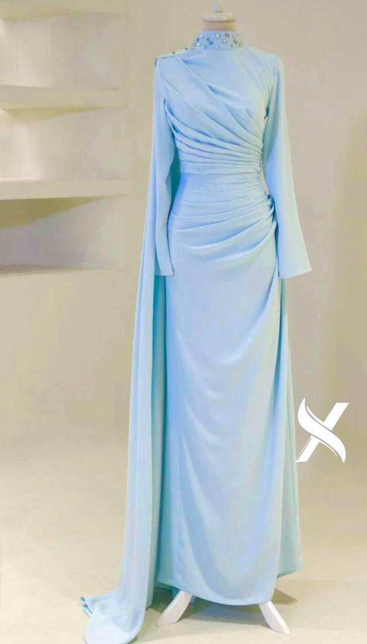 Turkish Modest Dress – Scuba Fabric with Diamond Neck & Shoulder Detail