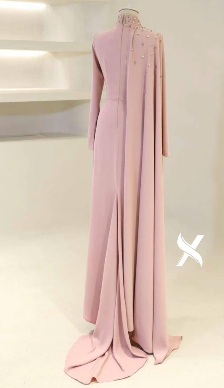 Turkish Modest Dress – Scuba Fabric with Diamond Neck & Shoulder Detail