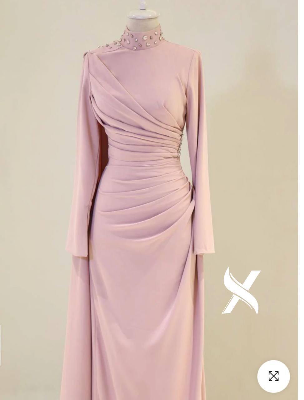 Turkish Modest Dress – Scuba Fabric with Diamond Neck & Shoulder Detail