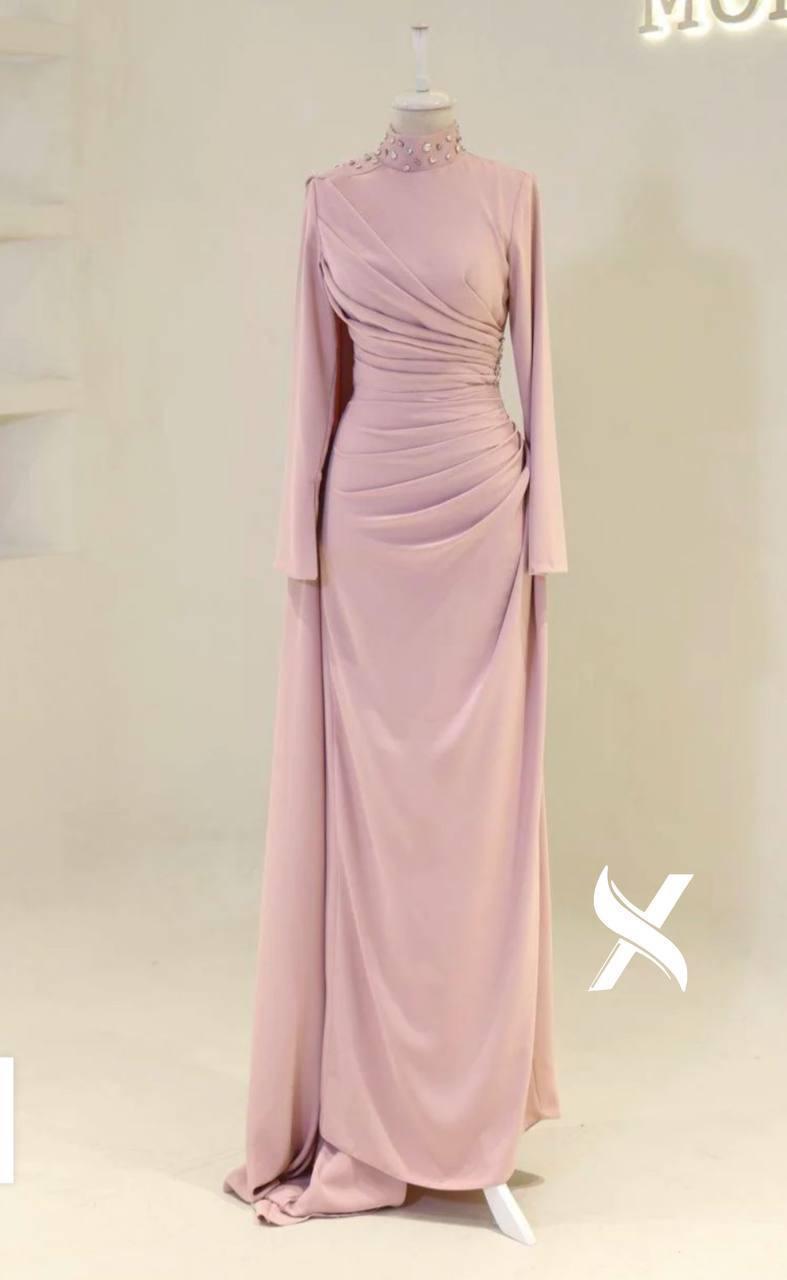 Turkish Modest Dress – Scuba Fabric with Diamond Neck & Shoulder Detail