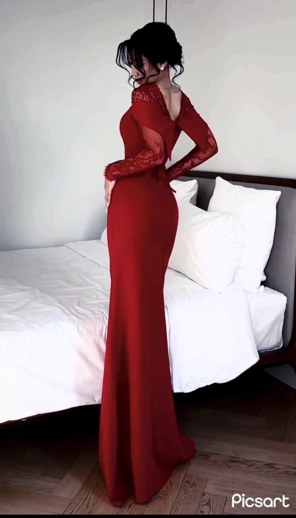 Evening Dress – Turkish Double Fabric with Special Lace, Mermaid Cut