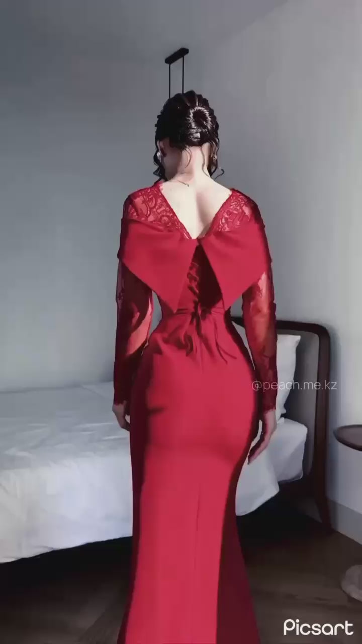 Evening Dress – Turkish Double Fabric with Special Lace, Mermaid Cut