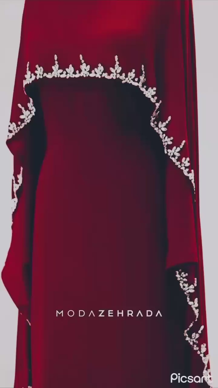 Turkish Modest Dress – Double Fabric with Shiny Accessory