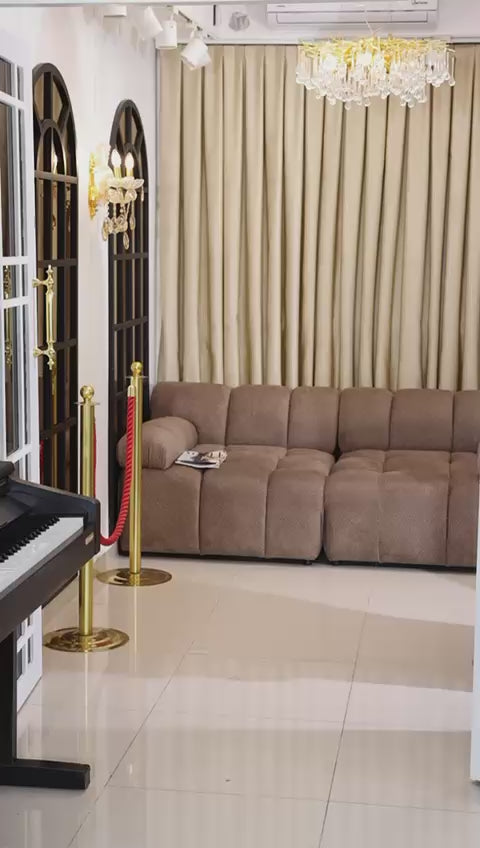 Plus-Size Modest Dress – Chiffon with Diamond & Chain Waist Detail