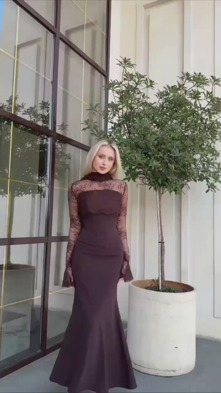 Two-Piece Evening Dress – Lace & Turkish Double Fabric