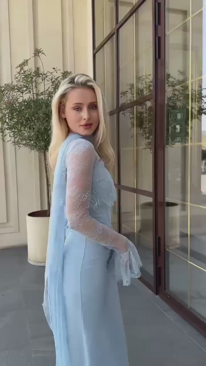 Two-Piece Evening Dress – Lace & Turkish Double Fabric