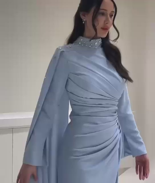 Turkish Modest Dress – Scuba Fabric with Diamond Neck & Shoulder Detail